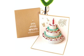 Article et décoration de fête Wewoo 2 pcs 3d gâteau en trois dimensions carte d'anniversaire enfants cadeau fait main petite carte (couverture dorée)