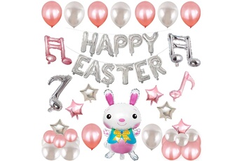 Article et décoration de fête Wewoo Joyeuses pâques lapin motif paques vacances alphabétiques ornement ballons (argent)