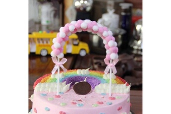 Article et décoration de fête Wewoo Décorations de fête 2 pcs creative gâteau carte arc boule de cheveux anniversaire cuisson décoration rose