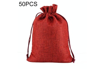 Article et décoration de fête Wewoo 50 pcs multi taille linge de jute cordon cadeau sacs mariage faveurs de fête anniversaire sacstaille 13x18cm rouge