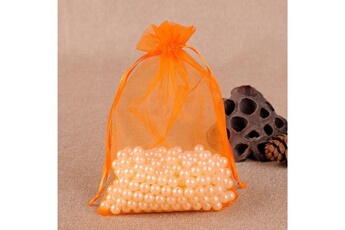Article et décoration de fête Wewoo 100 pcs sacs cadeau bijoux organza sac de mariage anniversaire fête pochettes dessinstaille du 13x18cm orange