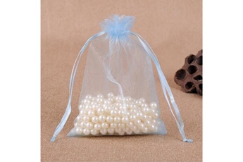 Article et décoration de fête Wewoo 100 pcs sacs cadeau bijoux sac en organza anniversaire de mariage pochettes dessinstaille du 10x15cm bleu clair