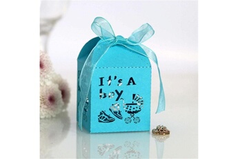 Article et décoration de fête Wewoo 100 pcs baby shower party candy box boîte de cadeau de mariagetaille 5 x 5 x 8cm bleu clair