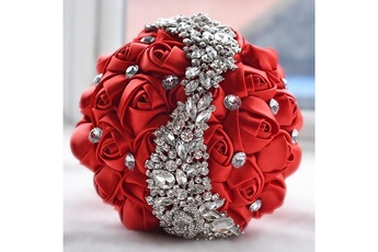 Article et décoration de fête Wewoo Mariage tenant des fleurs bouquet rouge de mariée accessoires demoiselle d'honneur strass partie décoration de fournitures