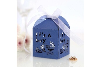 Article et décoration de fête Wewoo Coffret cadeau de mariage 100 pcs baby shower party candy boxtaille 5 x 5 x 8cm bleu