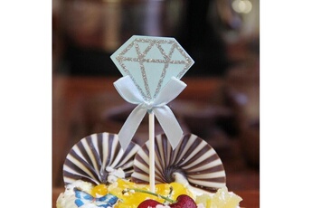 Article et décoration de fête Wewoo Décorations de fête 5 paquets de gâteau d'anniversaire de diamant inséré carte fournitures de décoration de table de dessert de de mariage bleu