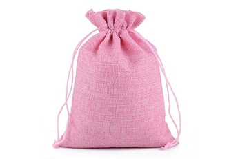 Article et décoration de fête Wewoo 50 pcs multi taille linge de jute cordon cadeau sacs mariage faveurs de fête d'anniversaire cadeautaille 15x20cm rose