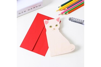 Article et décoration de fête Wewoo 20 pcs mignon animal mini carte anniversaire / carte de remerciement (chat blanc)