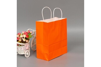 Article et décoration de fête Wewoo 10 pcs sac en papier kraft élégant avec poignées pour mariage / fête d'anniversaire / bijoux / vêtementstaille 12x15x6cm orange