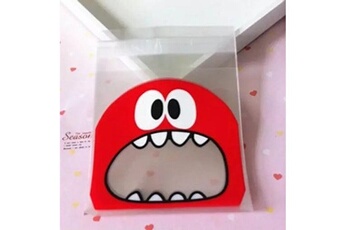 Article et décoration de fête Wewoo 100 pcs mignon grand teech bouche monstre sac en plastique de mariage d'anniversaire cookie bonbons cadeau d'emballage sacstaille du 10x10cm rouge