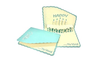 Article et décoration de fête Wewoo 3 pcs 3d papier sculpture carte de voeux creuse souhaits d'anniversaire carte de remerciement (bleu)