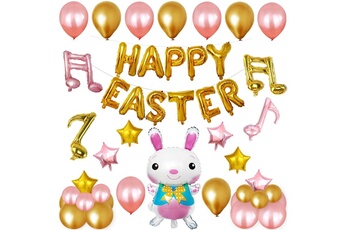 Article et décoration de fête Wewoo Joyeuses pâques lapin motif paques vacances alphabétique ornement ballons (or)