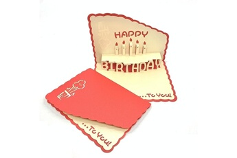 Article et décoration de fête Wewoo 3 pcs 3d paper carving hollow carte de voeux souhaits d'anniversaire carte de remerciement (rouge)