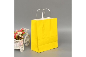 Article et décoration de fête Wewoo 10 pcs sac en papier kraft élégant avec poignées pour mariage / fête d'anniversaire / bijoux / vêtementstaille 42x31x12cm jaune