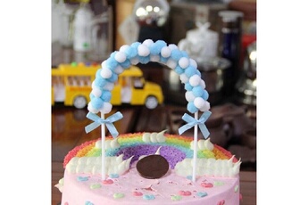 Article et décoration de fête Wewoo Décorations de fête 2 pcs creative gâteau carte arc boule de cheveux anniversaire cuisson décoration bleu