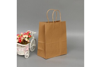 Article et décoration de fête Wewoo 10 pcs sac en papier kraft élégant avec poignées pour mariage / fête d'anniversaire / bijoux / vêtementstaille 12x15x6cm jaune