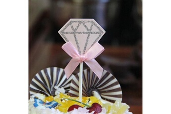 Article et décoration de fête Wewoo Décorations de fête 5 paquets d'anniversaire de gâteau de diamant inséré carte fournitures de décoration de table de dessert de de mariage rose