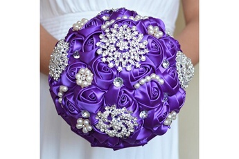 Article et décoration de fête Wewoo Mariage tenant perle fleurs de violet diamant accessoires de bouquet de mariée demoiselle d'honneur strass partie décoration de fournitures, diamètre:
