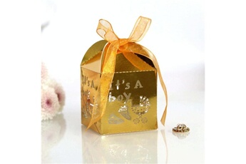 Article et décoration de fête Wewoo 100 pcs baby shower party candy box boîte de cadeau de mariagetaille 5 x 5 x 8cm or réfléchissant