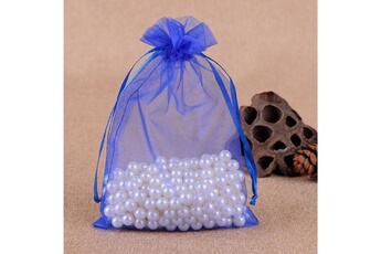 Article et décoration de fête Wewoo 100 pcs sacs cadeau bijoux sac en organza anniversaire de mariage pochettes dessinstaille du 9x12cm bleu saphir