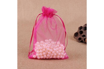 Article et décoration de fête Wewoo 100 pcs sacs cadeau bijoux sac d'organza de mariage fête d'anniversaire de pochettes dessinstaille du 10x15cm rose