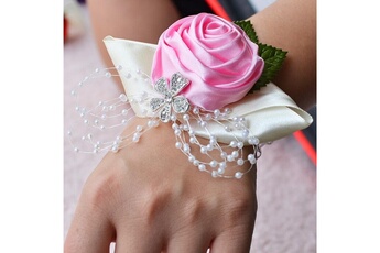 Article et décoration de fête Wewoo Mariée à la main rose fleur poignet boutonnière bouquet corsage diamant satin fleurs