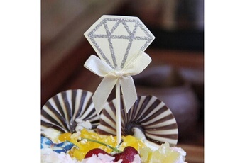 Article et décoration de fête Wewoo Décorations de fête 5 paquets de gâteau d'anniversaire de diamant inséré carte fournitures de décoration de table de dessert de de mariage beige
