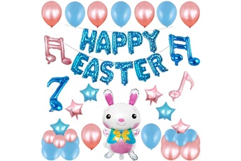 Article et décoration de fête Wewoo Joyeuses pâques lapin modèle vacances alphabétique ornement ballons (bleu)