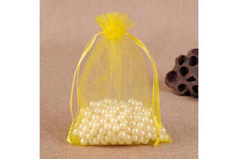 Article et décoration de fête Wewoo 100 pcs sacs cadeau bijoux sac en organza anniversaire de mariage pochettes dessinstaille du 10x15cm jaune