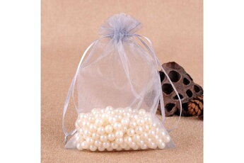 Article et décoration de fête Wewoo 100 pcs sacs cadeau bijoux sac en organza anniversaire de mariage pochettes dessinstaille du 10x15cm gris