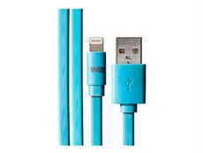 WE - Câble Lightning - Lightning mâle pour USB mâle - 1 m - bleu - plat
