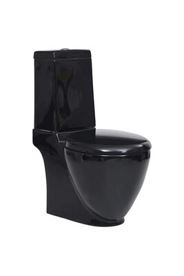 Pack WC vidaXL Toilette en céramique Écoulement d'eau à l'arrière Noir