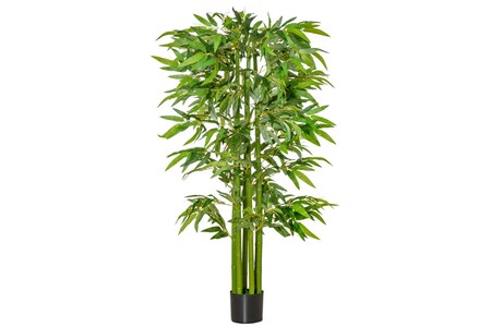 Haie artificielle HOMCOM Bambou artificiel xl 1,60h m 975 feuilles denses  réalistes pot inclus noir vert | Darty