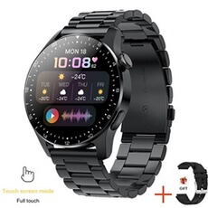 Montre connectée Rumocovo ® Montre connectée de luxe pour hommes et femmes, bracelet en acier, écran tactile, Bluetooth, appel,2312 - Acier noir