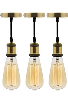 suspension elexity lot de 3 kits de suspension vintage avec câble textile et ampoules filament carbone edison