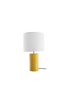 lampe à poser miliboo lampe à poser en céramique émaillée jaune et abat-jour écru h53 cm berro