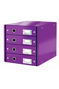 armoire de bureau leitz leitz bloc de classement click & store wow, 4 tiroirs,violet noir