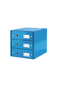 armoire de bureau leitz module de classement click&store wow 3 tiroirs bleu