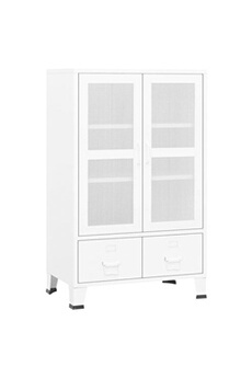 armoire de bureau vidaxl coffre de rangement industriel blanc 70x40x115 cm métal