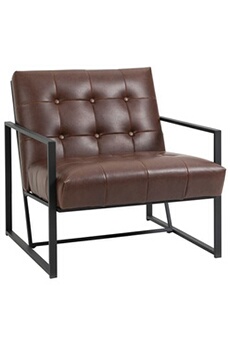 fauteuil de salon homcom fauteuil lounge chesterfield assise dossier capitonnés structure métal noir revêtement synthétique chocolat