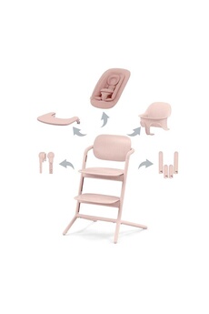 Chaise haute Cybex Chaise haute lemo 2 4-en-1 (baby set + plateau + transat) - pearl pink