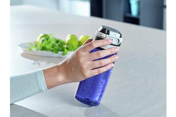 Gourde et poche à eau Leifheit Leifheit flip gourde réutilisable (550 ml), bouteille plastique tritan 100% étanche, bouteille infusion avec filtre, utilisable à une main, bleu