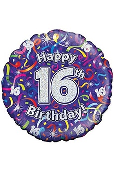 Article et décoration de fête Oaktree Uk Oaktree uk design effet aluminium holographique 46serpentins 16ème anniversaire ballons, multicolore