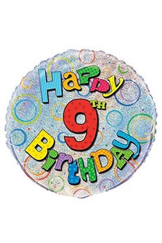 Article et décoration de fête Unique Party Unique party - 55501 - ballon d'anniversaire - holographique - happy 9th birthday - 45 cm
