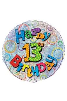 Article et décoration de fête Unique Party Unique party - 55509 - ballon d'anniversaire - holographique - happy 13th birthday - 45 cm