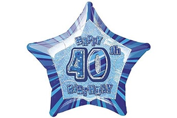 Article et décoration de fête Unique Party Unique party - 55131 - ballon anniversaire - happy 40th birthday - 50 cm - bleu glitz