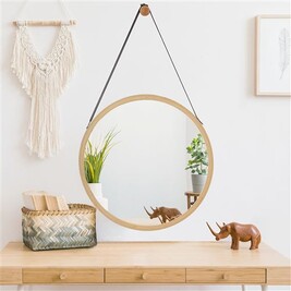 Miroir de décoration Premium XL Miroir mural Bykle avec cadre en bambou ...