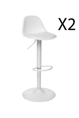 Chaise et Tabouret de bar Pegane Lot de 2 chaises de bar en polypropylene coloris blanc - Diametre 45 x Hauteur 103 cm --