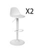 Pegane Lot de 2 chaises de bar en polypropylene coloris blanc - Diametre 45 x Hauteur 103 cm -- photo 1