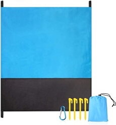 Tapis de Plage Imperméable Anti Sable 210x200cm Bleu et Gris